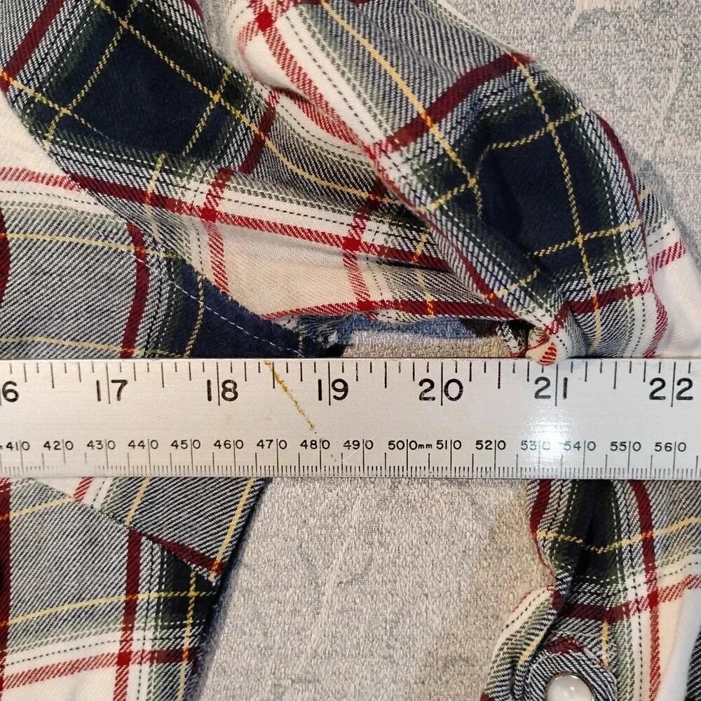 Alfred Sung Pure Blue/White Plaid Lg Sleeve Western Pearl Snap Shirt  Size Small - Picture 7 of 8